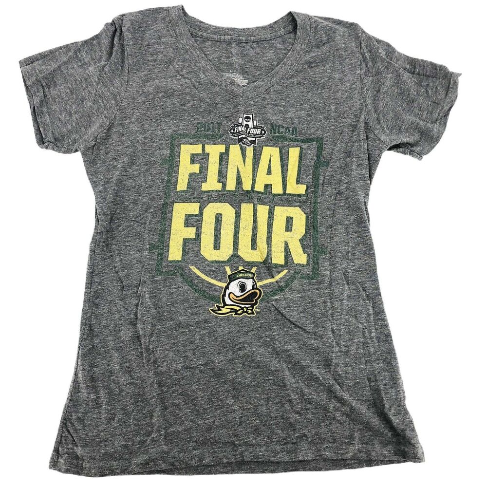Oregon Ducks Tee Shirt Womens Size L Gray Final Four 2017 NCAA Cotton Blend